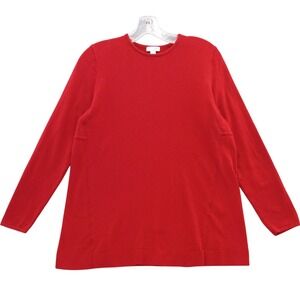 J.Jill Red Cotton Blend Knit Long‎ Sleeve Tunic Top Sweater Size M